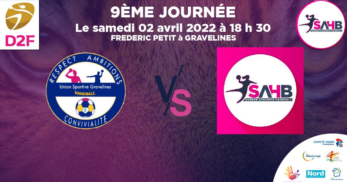 Nationale 3 féminine handball, GRAVELINES VS SAMBRE AVESNOIS - FREDERIC PETIT à GRAVELINES à 18 h 30
