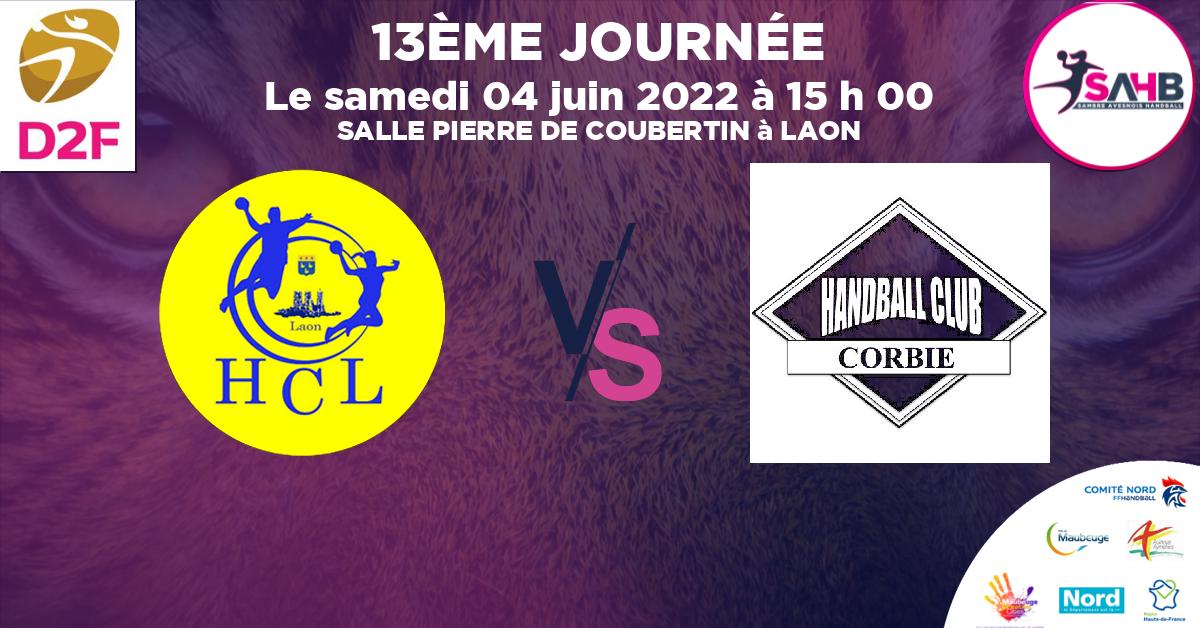 Moins de 15 ans Féminine - Région handball, LAON VS CORBIE - SALLE PIERRE DE COUBERTIN à LAON à 15 h 00