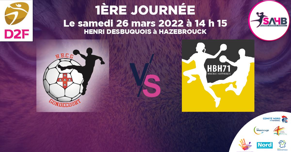 Moins de 15 ans Masculin - Département handball, BAUVIN - GONDECOURT VS HAZEBROUCK 71 - HENRI DESBUQUOIS à HAZEBROUCK à 14 h 15