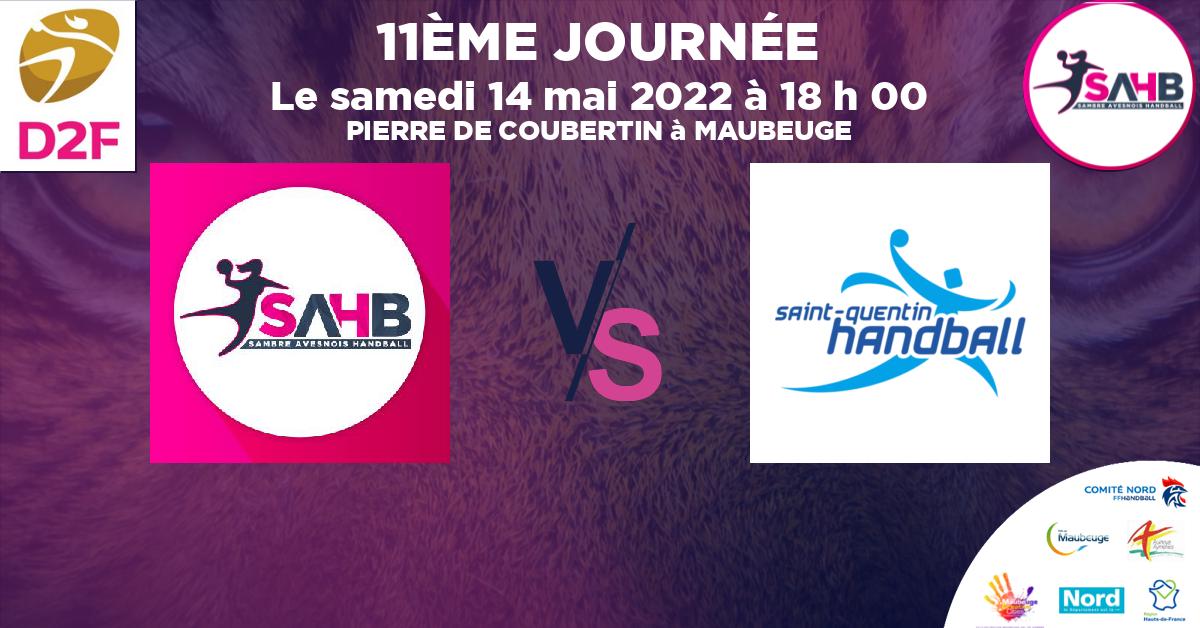 Nationale 3 féminine handball, SAMBRE AVESNOIS VS SAINT QUENTIN - PIERRE DE COUBERTIN à MAUBEUGE à 18 h 00