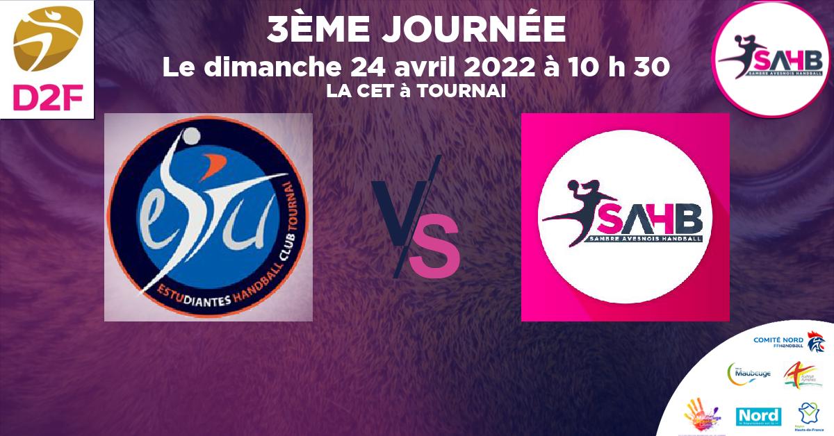 Moins de 15 ans Masculin - Département handball, TOURNAI VS SAMBRE AVESNOIS - LA CET à TOURNAI à 10 h 30