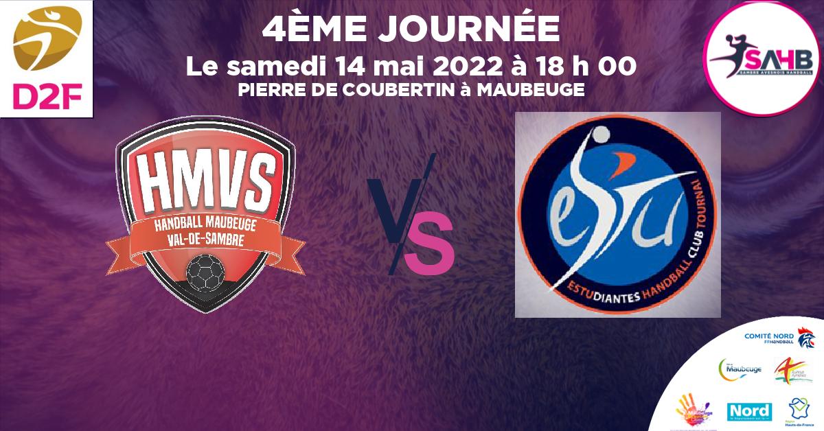 Moins de 15 ans Masculin - Département handball, MAUBEUGE VAL DE SAMBRE VS TOURNAI - PIERRE DE COUBERTIN à MAUBEUGE à 18 h 00