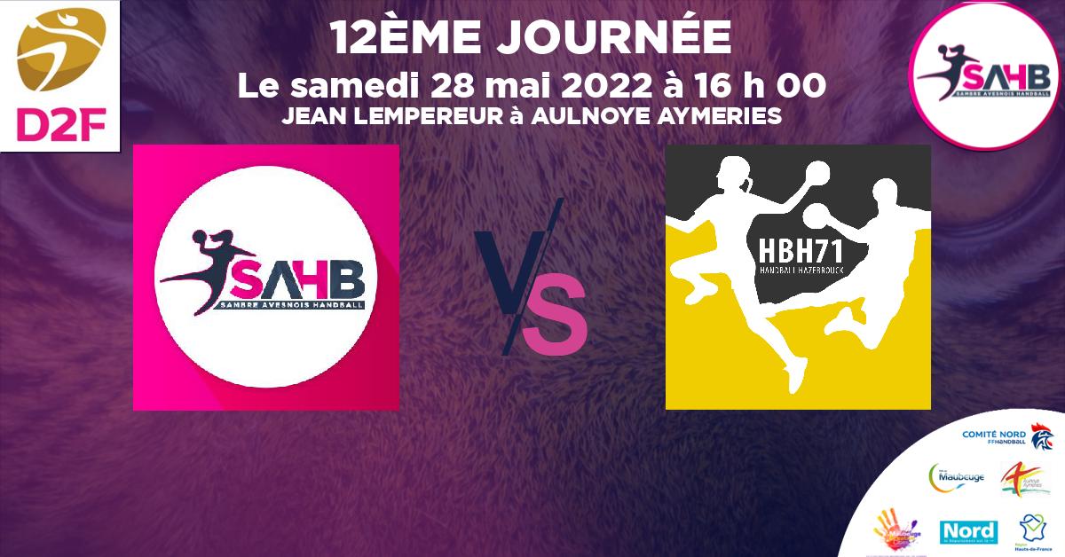 Moins de 15 ans Féminine - Région handball, SAMBRE AVESNOIS VS HAZEBROUCK 71 - JEAN LEMPEREUR à AULNOYE AYMERIES à 16 h 00