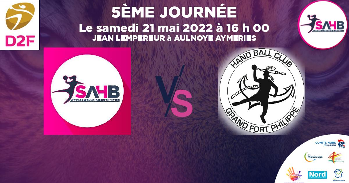 Moins de 15 ans Masculin - Département handball, SAMBRE AVESNOIS VS GRAND FORT PHILIPPE - JEAN LEMPEREUR à AULNOYE AYMERIES à 16 h 00