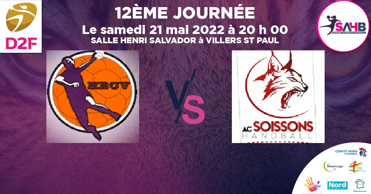 Nationale 3 féminine handball, VILLERS SAINT PAUL VS SOISSONS - SALLE HENRI SALVADOR à VILLERS ST PAUL à 20 h 00