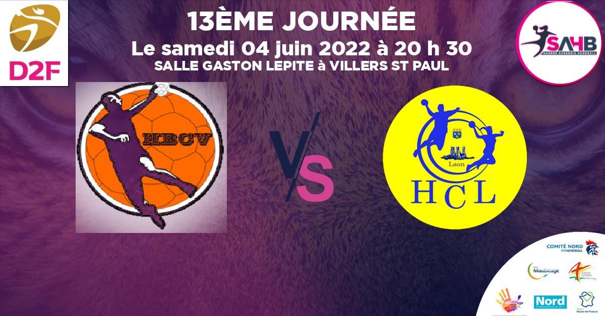 Nationale 3 féminine handball, VILLERS SAINT PAUL VS LAON - SALLE GASTON LEPITE à VILLERS ST PAUL à 20 h 30