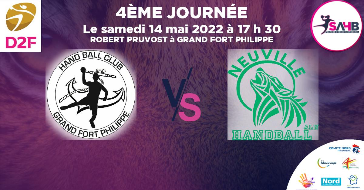 Moins de 15 ans Masculin - Département handball, GRAND FORT PHILIPPE VS NEUVILLE EN FERRAIN - ROBERT PRUVOST à GRAND FORT PHILIPPE à 17 h 30