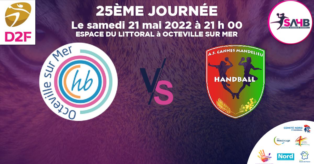 Division 2 Féminine handball, OCTEVILLE SUR MER VS CANNES-MANDELIEU - ESPACE DU LITTORAL à OCTEVILLE SUR MER à 21 h 00
