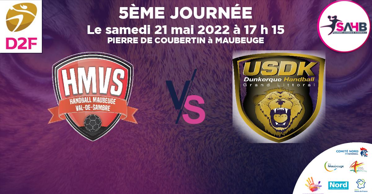 Moins de 15 ans Masculin - Département handball, MAUBEUGE VAL DE SAMBRE  VS DUNKERQUE - PIERRE DE COUBERTIN à MAUBEUGE à 17 h 15