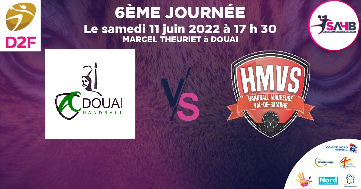Moins de 15 ans Masculin - Département handball, DOUAI VS MAUBEUGE VAL DE SAMBRE - MARCEL THEURIET à DOUAI à 17 h 30