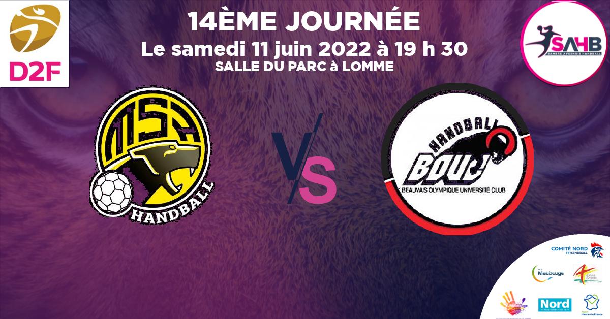 Nationale 3 féminine handball, MON'S'PORT VS BEAUVAIS - SALLE DU PARC à LOMME à 19 h 30