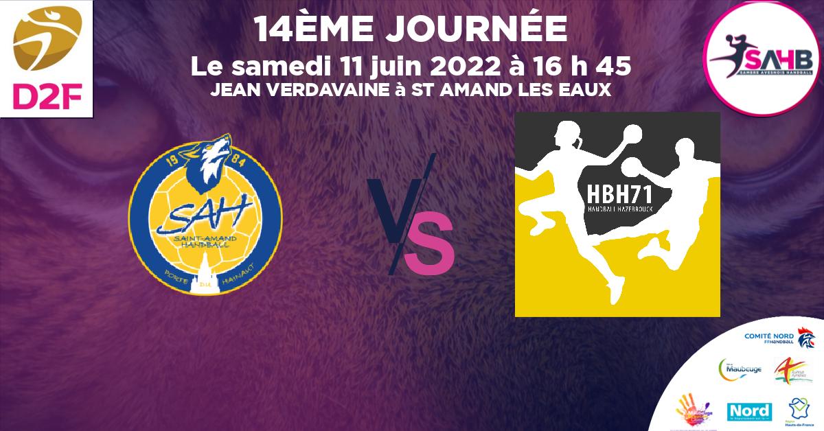 Moins de 15 ans Féminine - Région handball, ST AMAND LES EAUX VS HAZEBROUCK 71 - JEAN VERDAVAINE à ST AMAND LES EAUX à 16 h 45