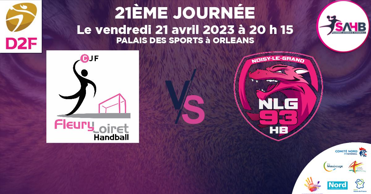 Division 2 Féminine handball, FLEURY LOIRET VS NOISY LE GRAND - PALAIS DES SPORTS à ORLEANS à 20 h 15
