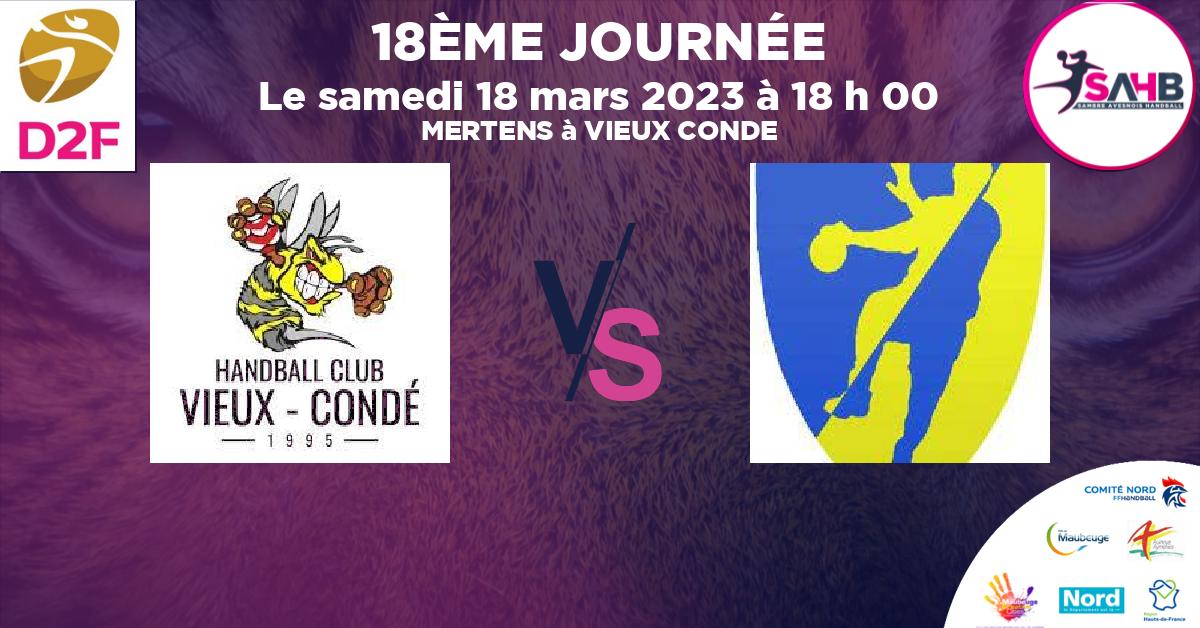 Moins de 18 ans Féminine - Département handball, VIEUX CONDE VS GRANDE SYNTHE - MERTENS à VIEUX CONDE à 18 h 00