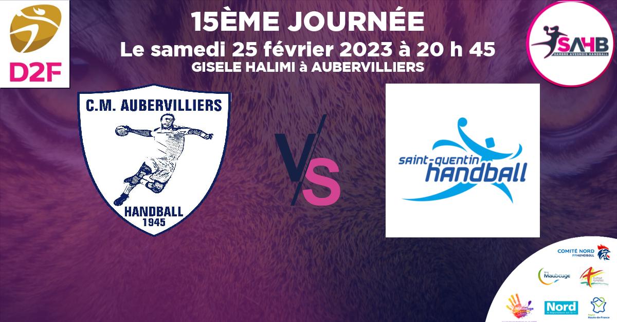 Nationale 2 Féminine handball, AUBERVILLIERS VS SAINT QUENTIN - GISELE HALIMI à AUBERVILLIERS à 20 h 45