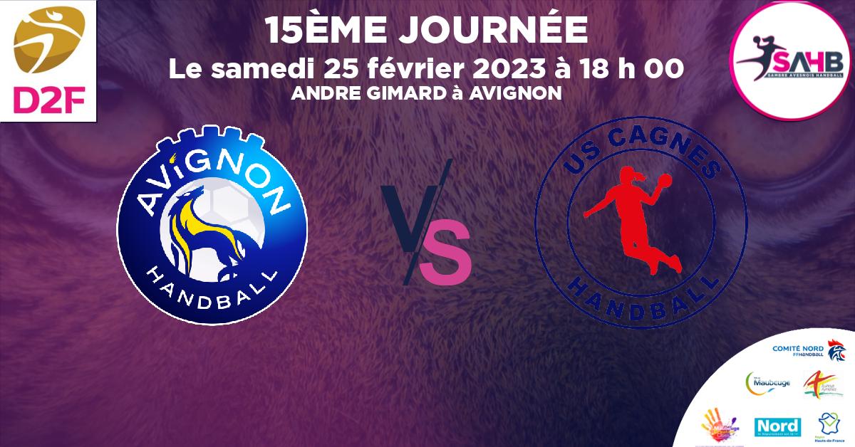 Nationale 2 Féminine handball, AVIGNON VS CAGNES - ANDRE GIMARD à AVIGNON à 18 h 00