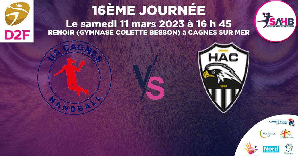 Nationale 2 Féminine handball, CAGNES VS AJACCIO  - RENOIR (GYMNASE COLETTE BESSON) à CAGNES SUR MER à 16 h 45