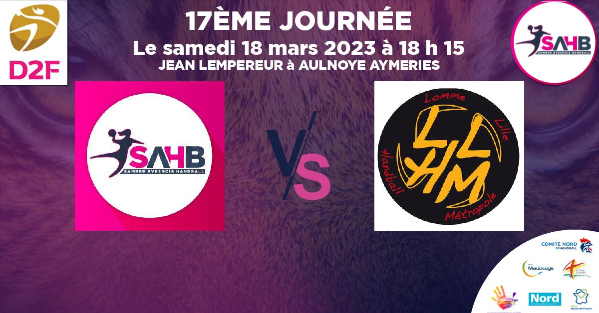 Nationale 2 Féminine handball, SAMBRE AVESNOIS VS LOMME - JEAN LEMPEREUR à AULNOYE AYMERIES à 18 h 15