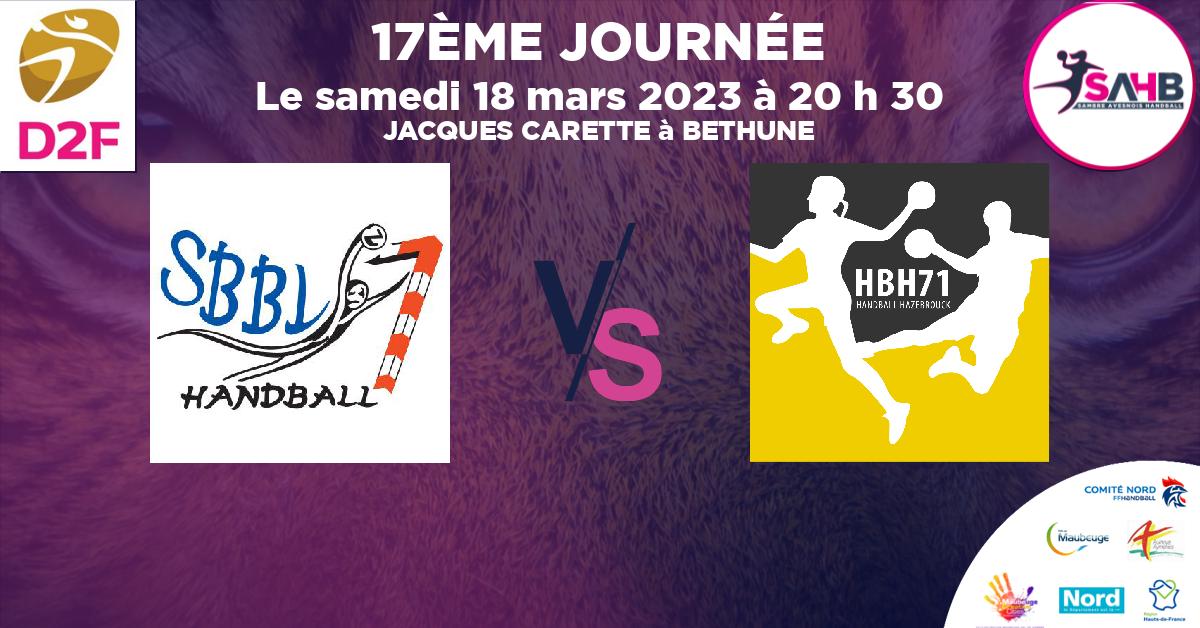 Nationale 2 Féminine handball, BETHUNE VS HAZEBROUCK 71 - JACQUES CARETTE à BETHUNE à 20 h 30