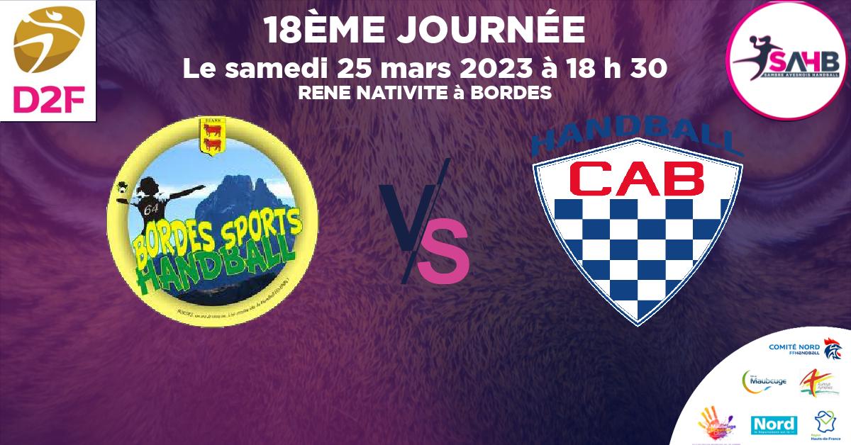 Nationale 2 Féminine handball, BORDES VS CLUB ATHLETIQUE BEGLAIS - RENE NATIVITE à BORDES à 18 h 30