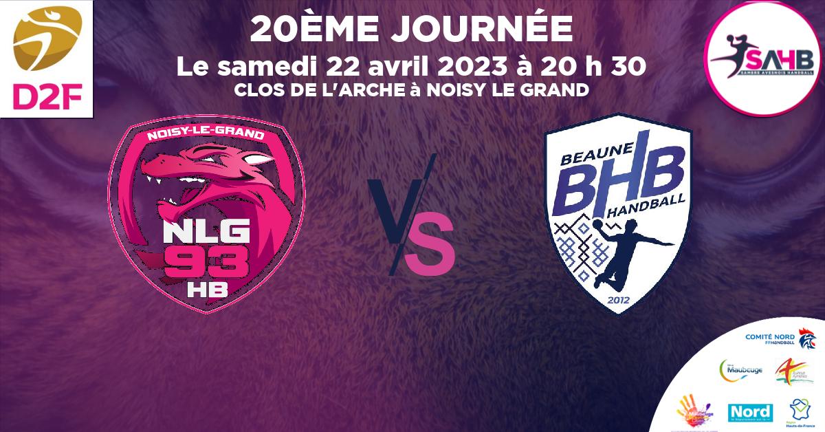 Nationale 2 Féminine handball, NOISY LE GRAND VS BEAUNE - CLOS DE L'ARCHE à NOISY LE GRAND à 20 h 30