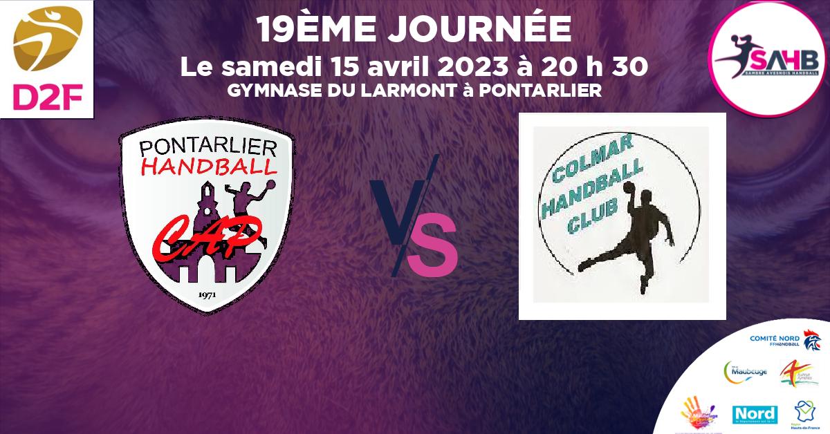 Nationale 2 Féminine handball, PONTARLIER VS COLMAR - GYMNASE DU LARMONT à PONTARLIER à 20 h 30
