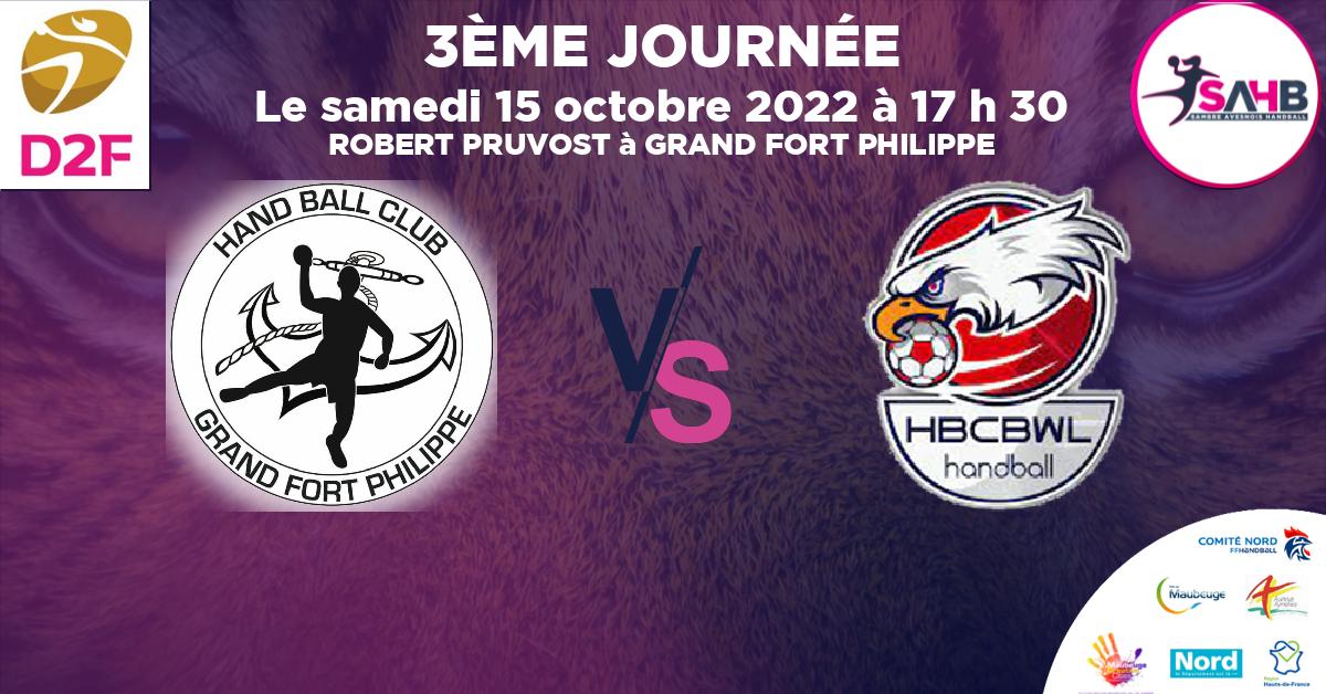 Moins de 18 ans Masculin - Département handball, GRAND FORT PHILIPPE VS BOUSBECQUE - WERVICQ - ROBERT PRUVOST à GRAND FORT PHILIPPE à 17 h 30