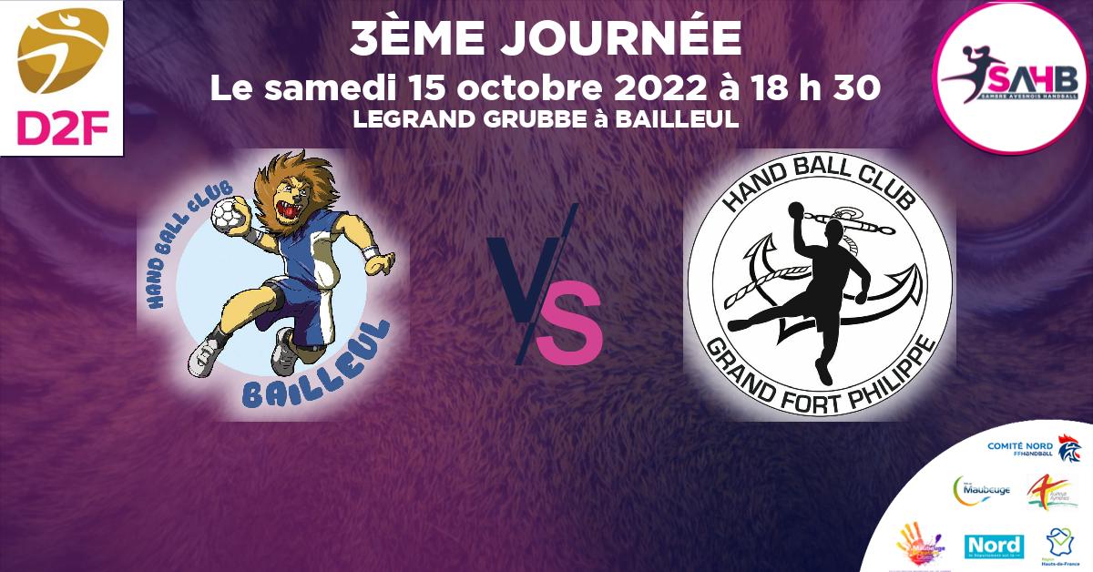 Moins de 18 ans Masculin - Département handball, BAILLEUL VS GRAND FORT PHILIPPE - LEGRAND GRUBBE à BAILLEUL à 18 h 30