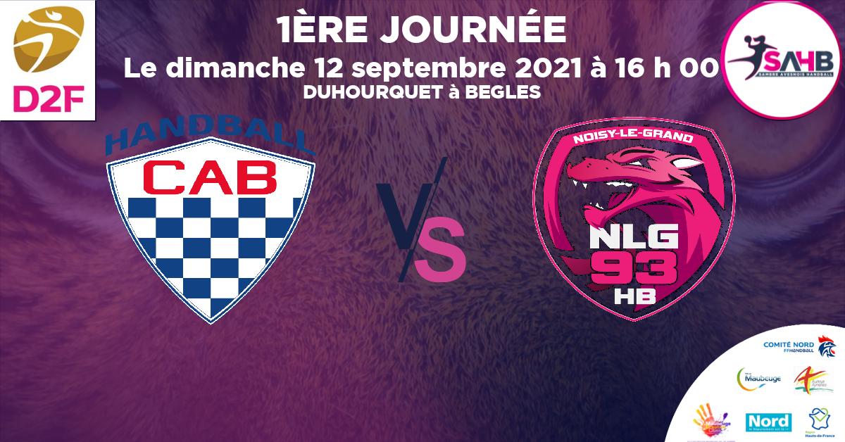 Coupe de FRANCE Nationale Féminine handball, CLUB ATHLETIQUE BEGLAIS VS NOISY LE GRAND - DUHOURQUET à BEGLES à 16 h 00