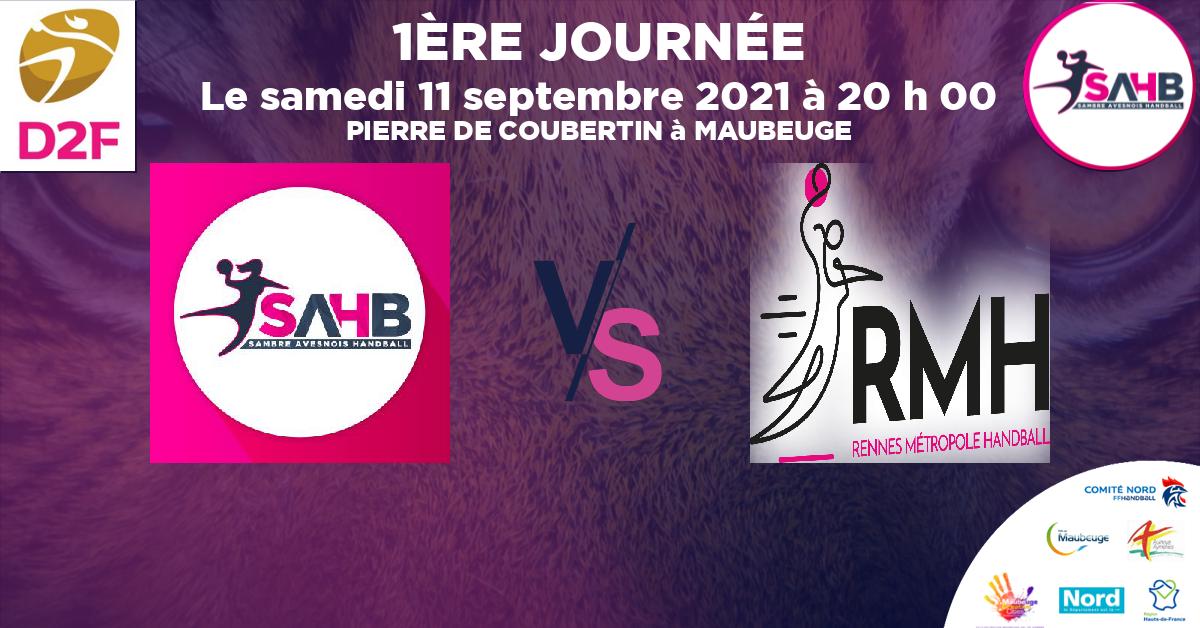 Coupe de FRANCE Nationale Féminine handball, SAMBRE AVESNOIS VS RENNES METROPOLE - PIERRE DE COUBERTIN à MAUBEUGE à 20 h 00