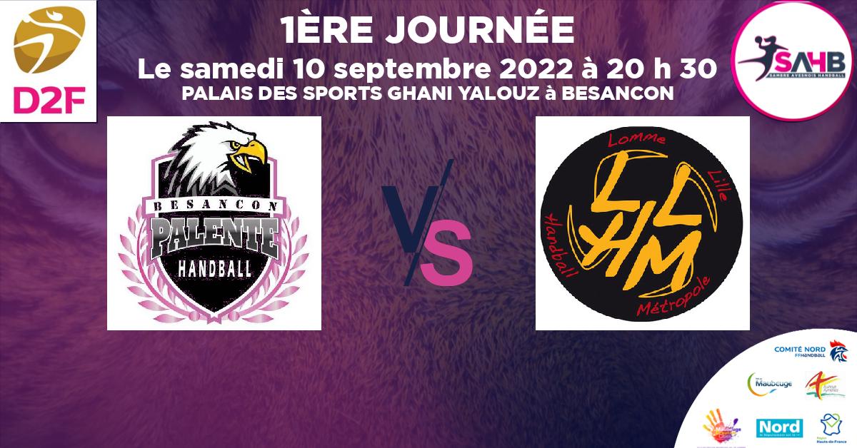 Coupe de FRANCE Nationale Féminine handball, PALENTE BESANCON VS LOMME - PALAIS DES SPORTS GHANI YALOUZ à BESANCON à 20 h 30