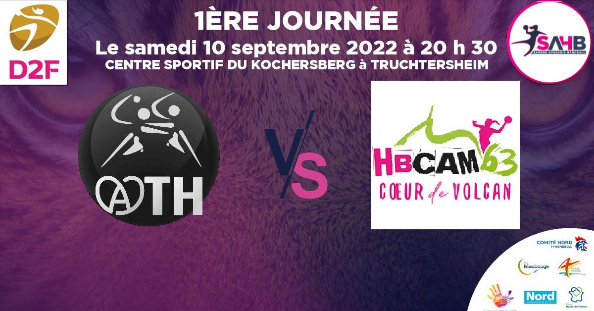 Coupe de FRANCE Nationale Féminine handball, ACHENHEIM TRUCHTERSHEIM VS CLERMONT AUVERGNE METROPOLE 63 - CENTRE SPORTIF DU KOCHERSBERG à TRUCHTERSHEIM à 20 h 30