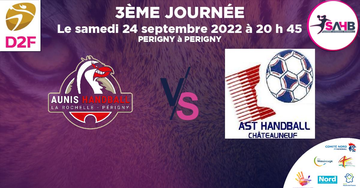 Nationale 2 Féminine handball, AUNIS LA ROCHELLE PERIGNY VS CHATEAUNEUF EN THYMERAIS - PERIGNY à PERIGNY à 20 h 45