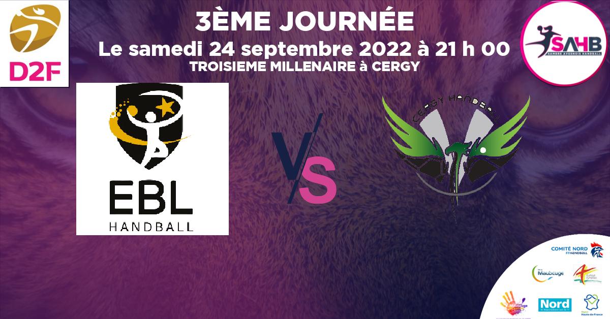 Nationale 2 Féminine handball, CERGY VS BLEON - TROISIEME MILLENAIRE à CERGY à 21 h 00