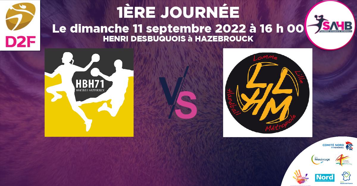Nationale 2 Féminine handball, HAZEBROUCK 71 VS LOMME - HENRI DESBUQUOIS à HAZEBROUCK à 16 h 00