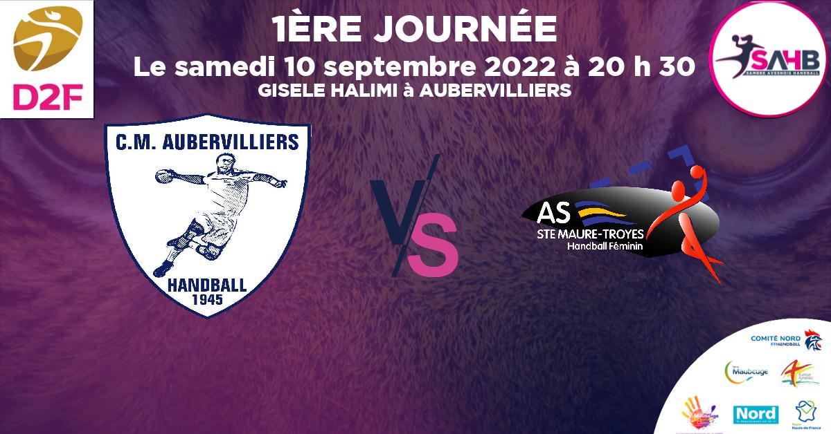 Nationale 2 Féminine handball, AUBERVILLIERS VS SAINTE-MAURE-TROYES - GISELE HALIMI à AUBERVILLIERS à 20 h 30