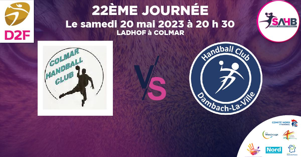 Nationale 2 Féminine handball, COLMAR VS DAMBACH LA VILLE - LADHOF à COLMAR à 20 h 30