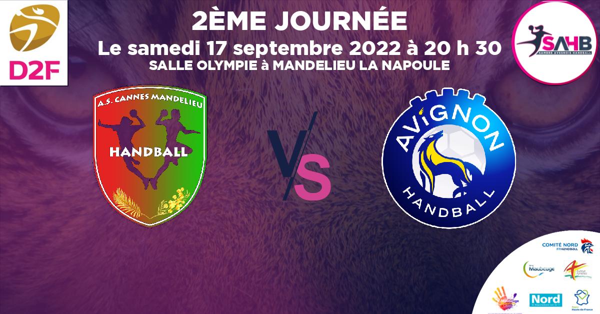 Nationale 2 Féminine handball, CANNES-MANDELIEU VS AVIGNON - SALLE OLYMPIE à MANDELIEU LA NAPOULE à 20 h 30