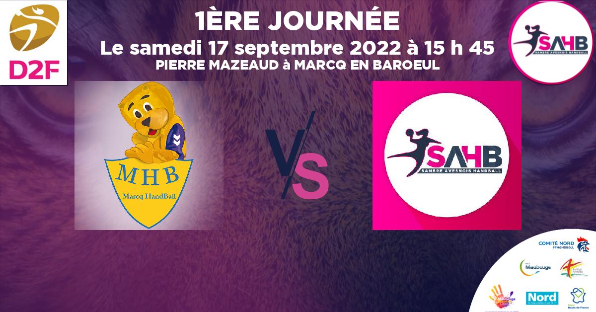 Moins de 18 ans Féminine - Région handball, MARCQ EN BAROEUL VS SAMBRE AVESNOIS - PIERRE MAZEAUD à MARCQ EN BAROEUL à 15 h 45