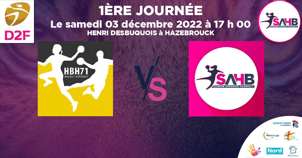 Moins de 15 ans Féminine - Région handball, HAZEBROUCK 71 VS SAMBRE AVESNOIS - HENRI DESBUQUOIS à HAZEBROUCK à 17 h 00