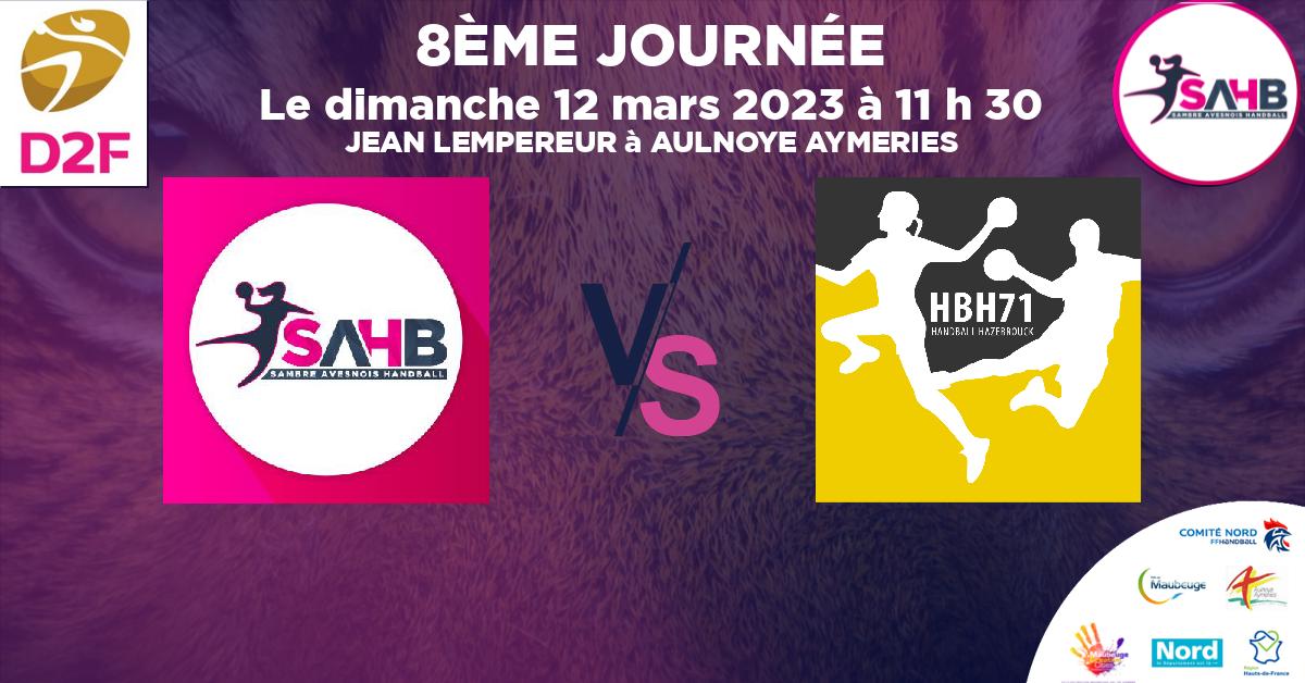 Moins de 15 ans Féminine - Région handball, SAMBRE AVESNOIS VS HAZEBROUCK 71 - JEAN LEMPEREUR à AULNOYE AYMERIES à 11 h 30