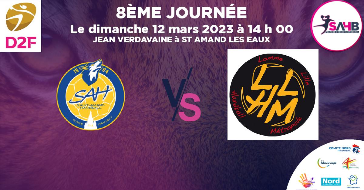 Moins de 15 ans Féminine - Région handball, ST AMAND LES EAUX VS LOMME - JEAN VERDAVAINE à ST AMAND LES EAUX à 14 h 00
