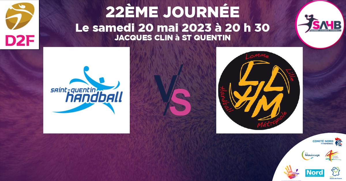 Nationale 2 Féminine handball, SAINT QUENTIN VS LOMME - JACQUES CLIN à ST QUENTIN à 20 h 30
