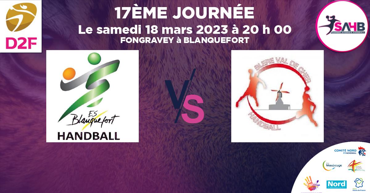Nationale 2 Féminine handball, BLANQUEFORTAISE VS BLERE VAL DE CHER - FONGRAVEY à BLANQUEFORT à 20 h 00