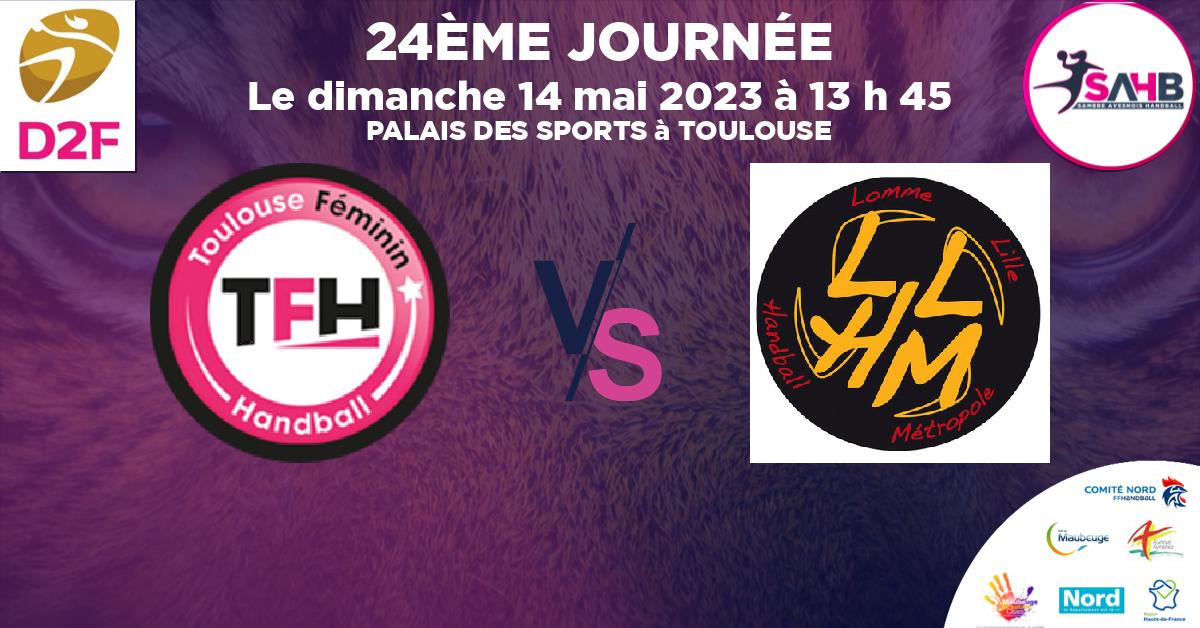 Division 2 Féminine handball, TOULOUSE FEMININ VS LOMME - PALAIS DES SPORTS à TOULOUSE à 13 h 45