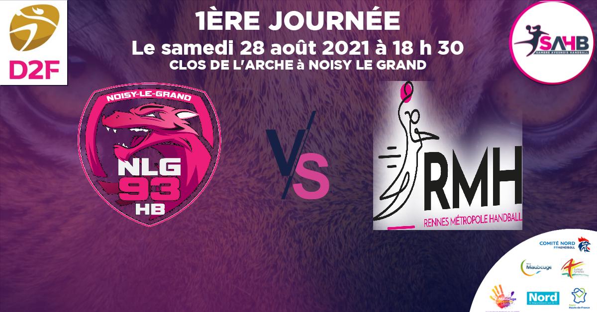 Division 2 Féminine handball, NOISY LE GRAND VS RENNES METROPOLE - CLOS DE L'ARCHE à NOISY LE GRAND à 18 h 30