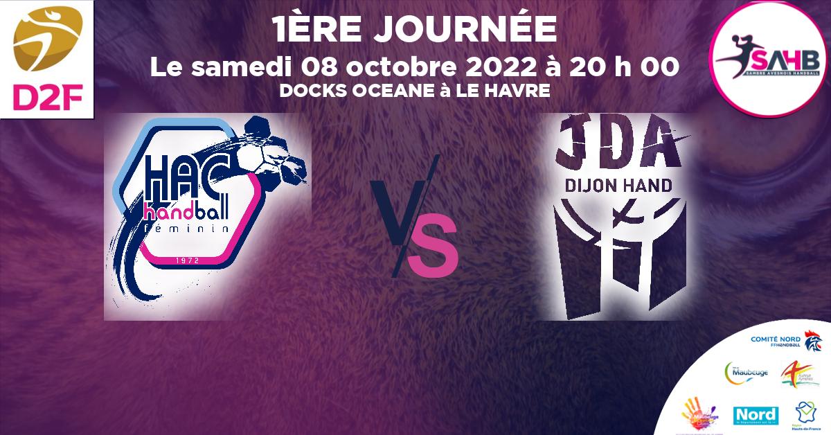 Coupe de FRANCE Nationale Féminine handball, HAVRE ATHLETIC VS JDA DIJON - DOCKS OCEANE à LE HAVRE à 20 h 00