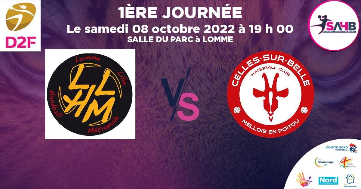 Coupe de FRANCE Nationale Féminine handball, LOMME VS CELLES SUR BELLE MELLOIS EN POITOU - SALLE DU PARC à LOMME à 19 h 00