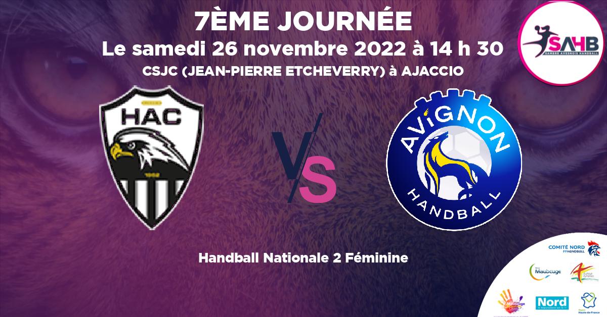 Nationale 2 Féminine handball, AJACCIO  VS AVIGNON - CSJC (JEAN-PIERRE ETCHEVERRY) à AJACCIO à 14 h 30