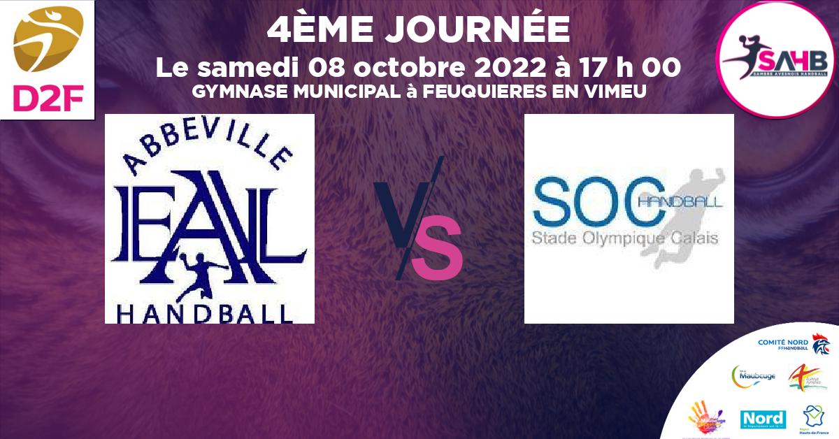Moins de 15 ans Féminine - Région handball, FEUQUIERES ST BLIMONT - ABBEVILLE VS CALAIS - GYMNASE MUNICIPAL à FEUQUIERES EN VIMEU à 17 h 00
